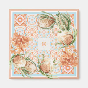 Floral scarf design magnet