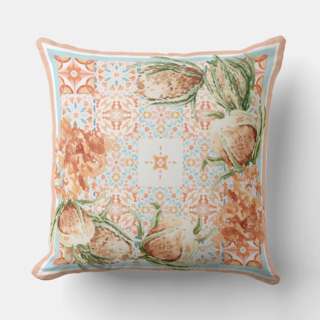 Floral scarf design Throw Pillow (Front)