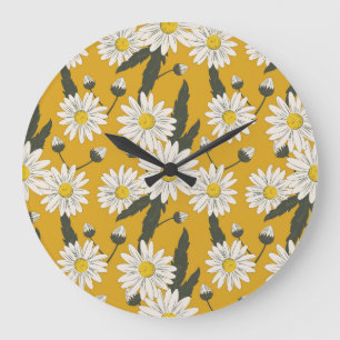Floral scarf design, vintage background. large clock