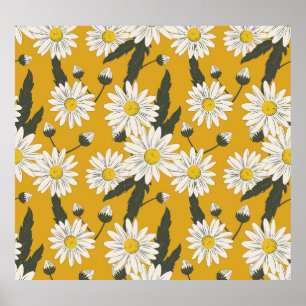 Floral scarf design, vintage background. poster