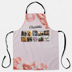 Floral Script Best Mom Ever Mother's Photo Collage Apron