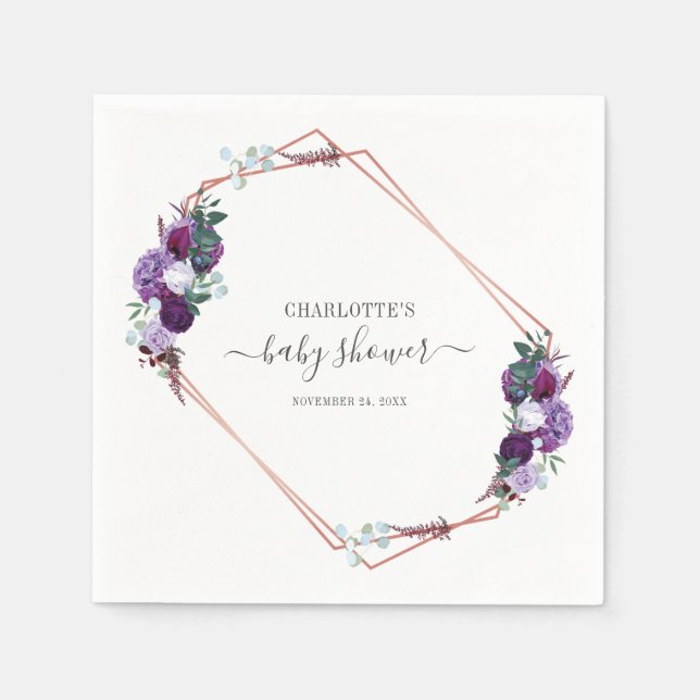 Floral Script Botanical Paper Napkin (Front)