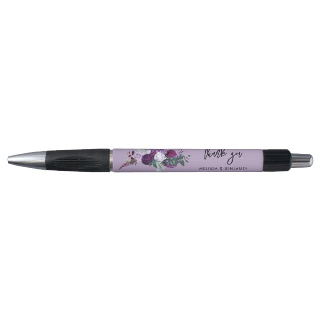 Floral Script Botanical Wedding Favours Pen (Front)