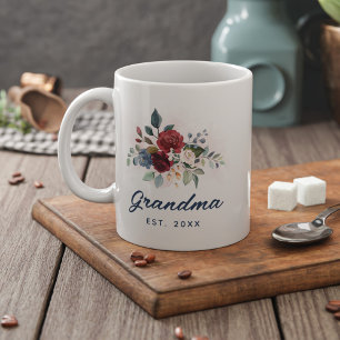 Floral Script Elegant Grandma Custom Coffee Mug