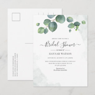 Floral Script Eucalyptus Greenery Bridal Shower Invitation Postcard