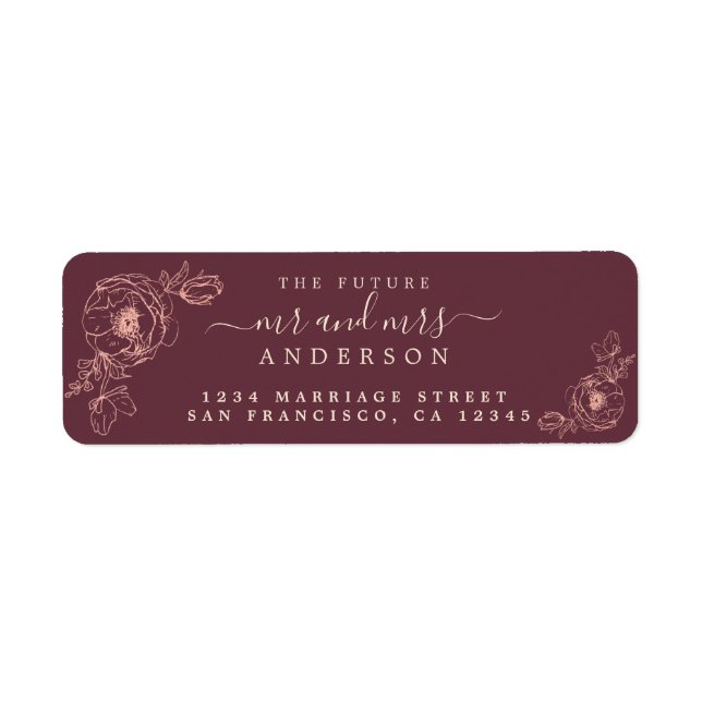 Floral Script Future M. Mme Mariage Retour Adresse (Devant)