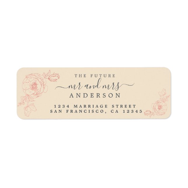 Floral Script Future M. Mme Mariage Retour Adresse (Devant)