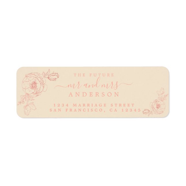 Floral Script Future M. Mme Mariage Retour Adresse (Devant)