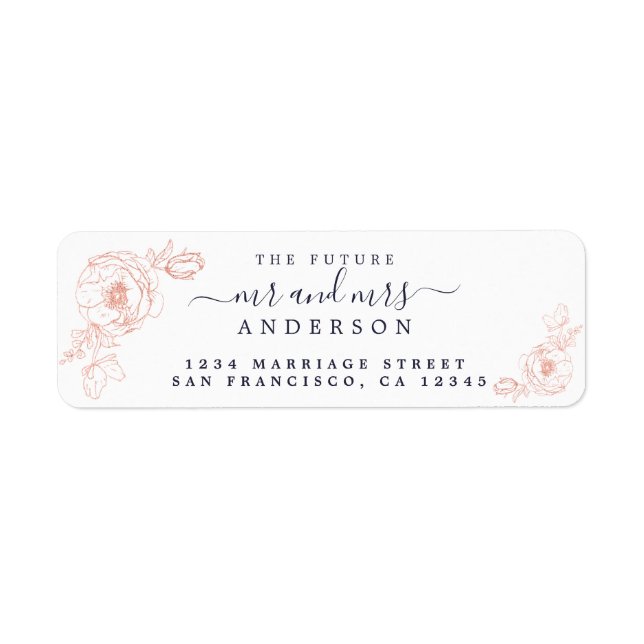Floral Script Future Mr Mrs Wedding Return Address (Front)