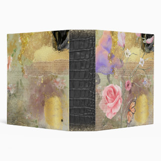Floral Script Gold Binder