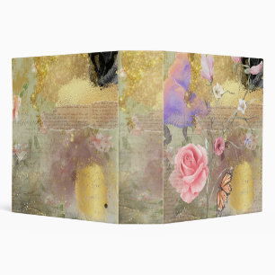 Floral Script Gold Binder