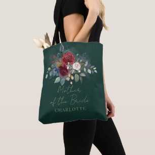 Floral Script Mother of the Bride Wedding Tote Bag