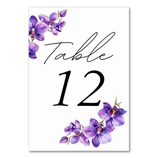 Floral script photo  table number (Front)