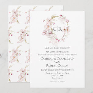 Floral Script Pink Wedding Invitation