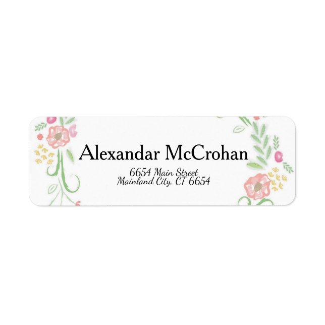 Floral Script Typography Return Address Label (Front)