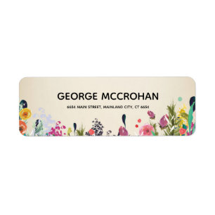 Floral Script Typography Return Address Label