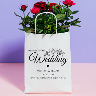 Floral Script Wedding Custom Bag Rubber Stamp