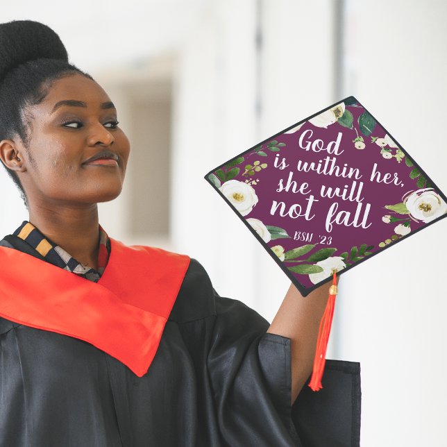 Floral Scripture | Custom Class Year Graduation Cap Topper (Creator Uploaded)
