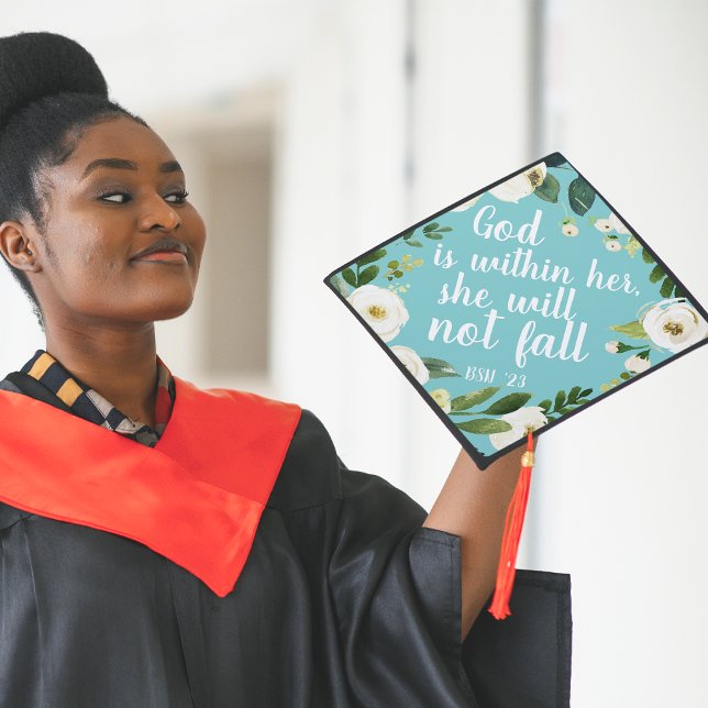 Floral Scripture | Custom Class Year Graduation Cap Topper (Creator Uploaded)