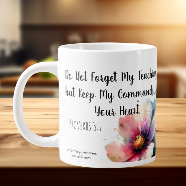 Floral Scripture Large Coffee Mug (Customize to your favorite scripture or order as is.)