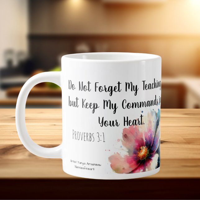 Floral Scripture Modern Large Coffee Mug (elegant scripture mug)
