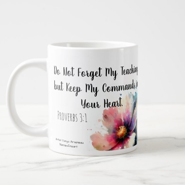 Floral Scripture Modern Large Coffee Mug (Left)