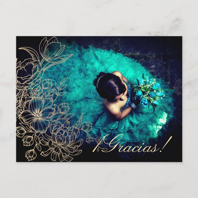 Floral Scroll Photo Overlay Custom Postcard (Front)