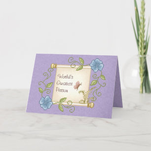 Floral Scroll Pixel Art Card