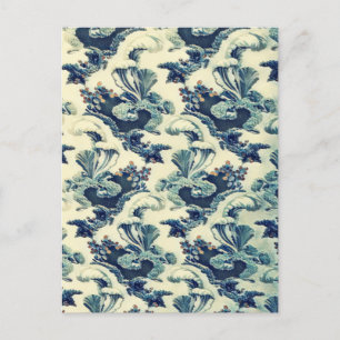 Floral Scroll Vintage Leaf Pattern Announcement Postcard