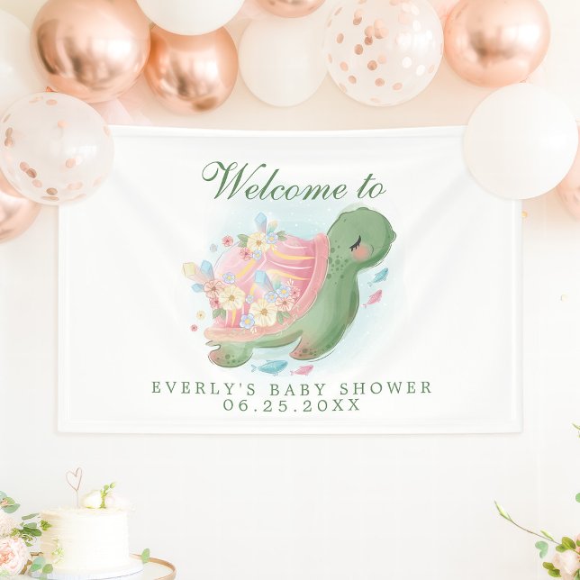 Floral Sea Turtle Baby Shower Welcome Banner (Creator Uploaded)