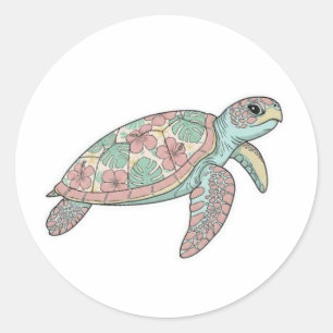 ​Floral Sea Turtle Bali Art Sticker