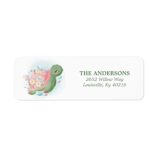 Floral Sea Turtle Return Address (Front)