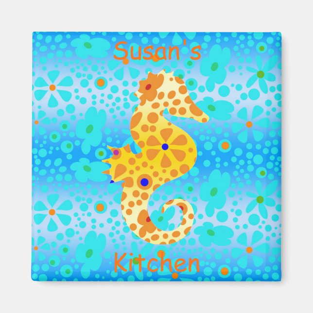 Floral Seahorse Magnet (Front)