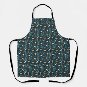 Floral Seamless In Blue, Yellow, and Orange Apron