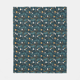 Floral Seamless In Blue, Yellow, and Orange Fleece Blanket