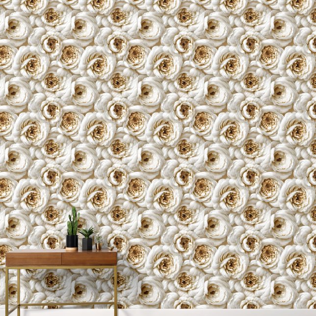 Floral seamless pattern 3D peony luxury elegant  Wallpaper (Hallway)