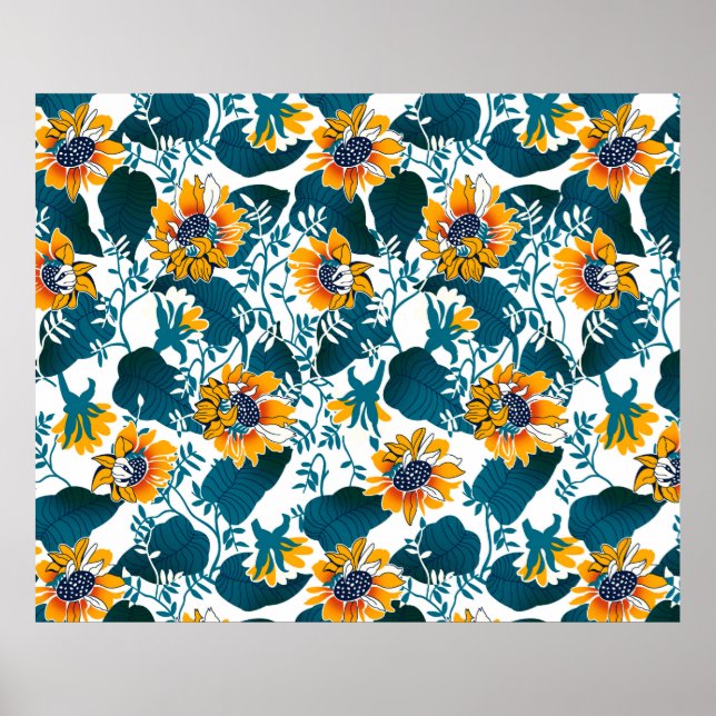 Floral seamless pattern, background In art nouveau Poster (Front)