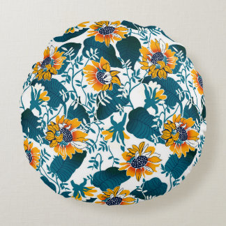 Floral seamless pattern, background In art nouveau Round Pillow