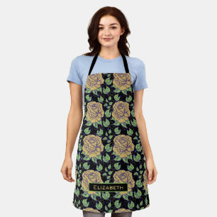 Floral seamless pattern big bloom personalized nam apron