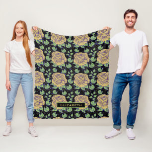 Floral seamless pattern big bloom personalized nam fleece blanket
