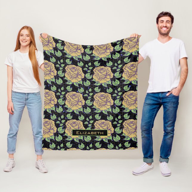 Floral seamless pattern big bloom personalized nam fleece blanket (In Situ)