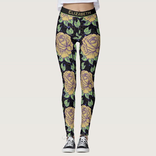 Floral seamless pattern big bloom personalized nam leggings (Front)