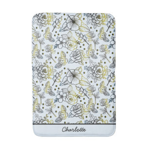 Floral seamless pattern big blossom personalized bath mat