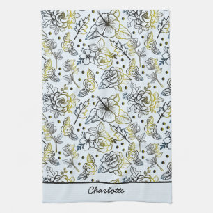 Floral seamless pattern big blossom personalized  kitchen towel