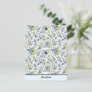Floral seamless pattern big blossom personalized postcard