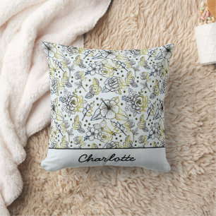 Floral seamless pattern big blossom personalized throw pillow