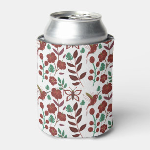Floral seamless pattern birds and butterflies can cooler