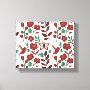 Floral seamless pattern birds and butterflies canvas print