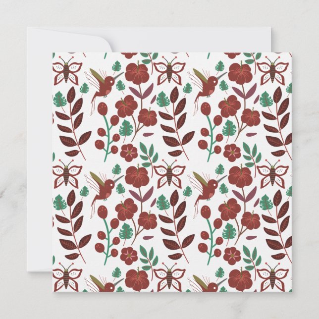 Floral seamless pattern birds and butterflies card (Front)