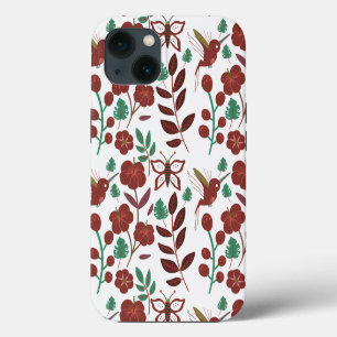 Floral seamless pattern birds and butterflies iPhone 13 case